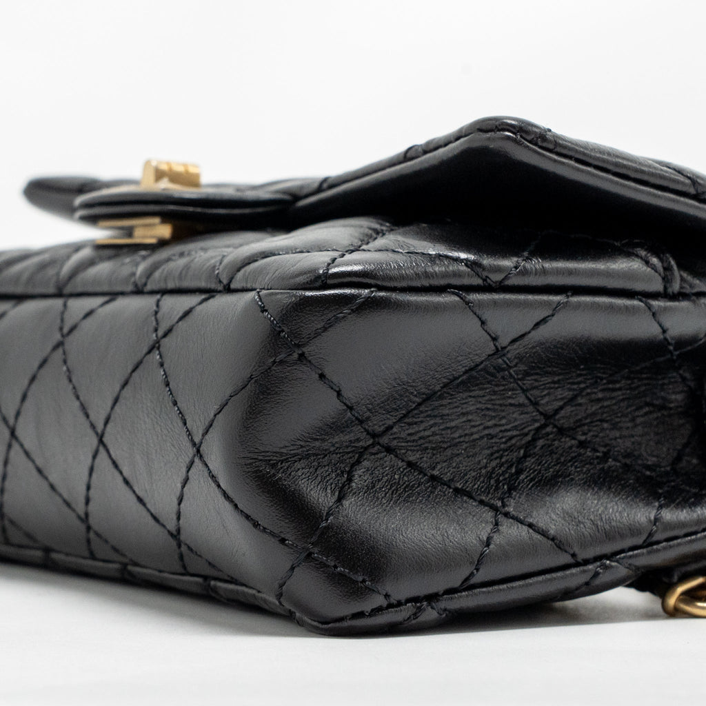 CHANEL 2.55 REISSUE WAIST BAG AGED CALFSKIN BLACK GHW