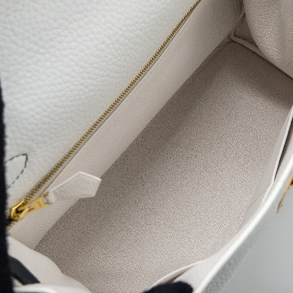 HERMES KELLY 28 SPECIAL ORDER CLEMENCE LEATHER BLANC / BLUE NUIT BRUSHED GHW