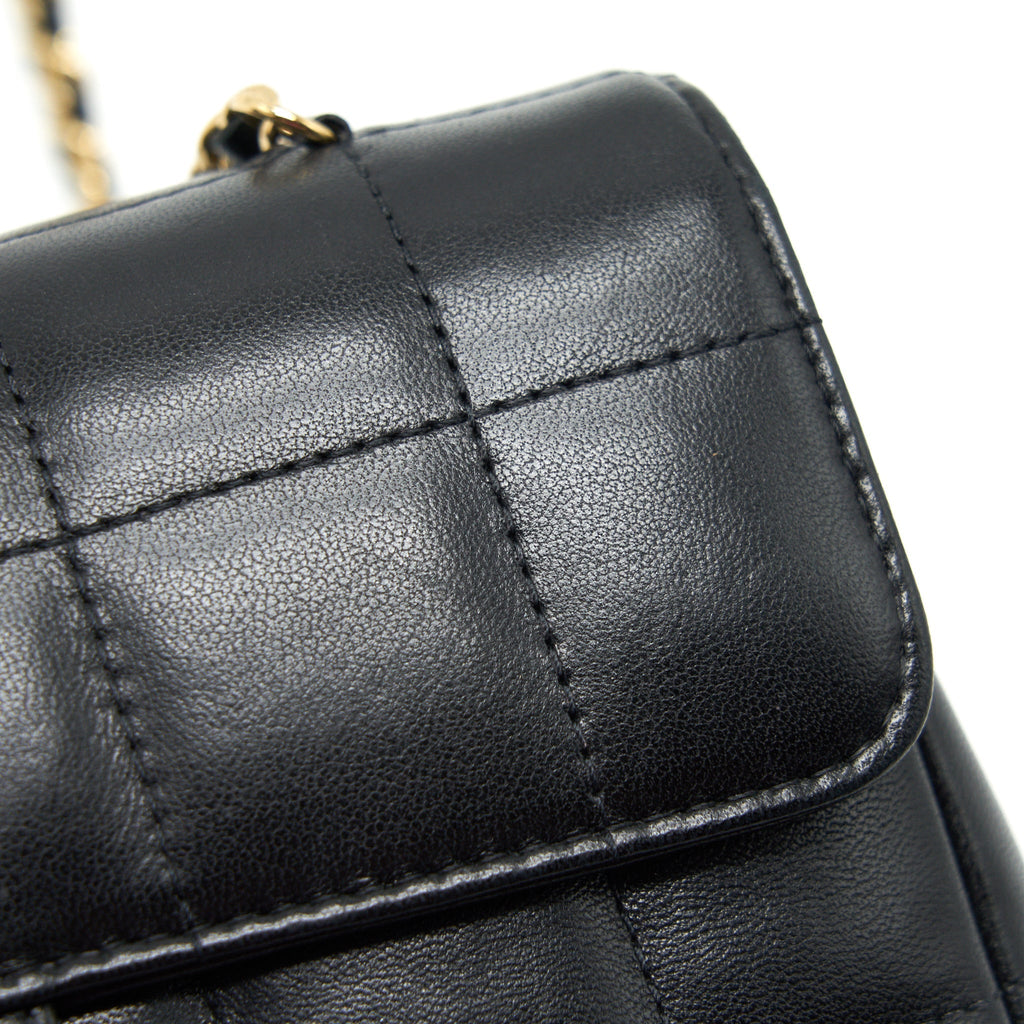 CHANEL CAMELLIA MINI FLAP SHOULDER BAG LAMBSKIN BLACK GHW