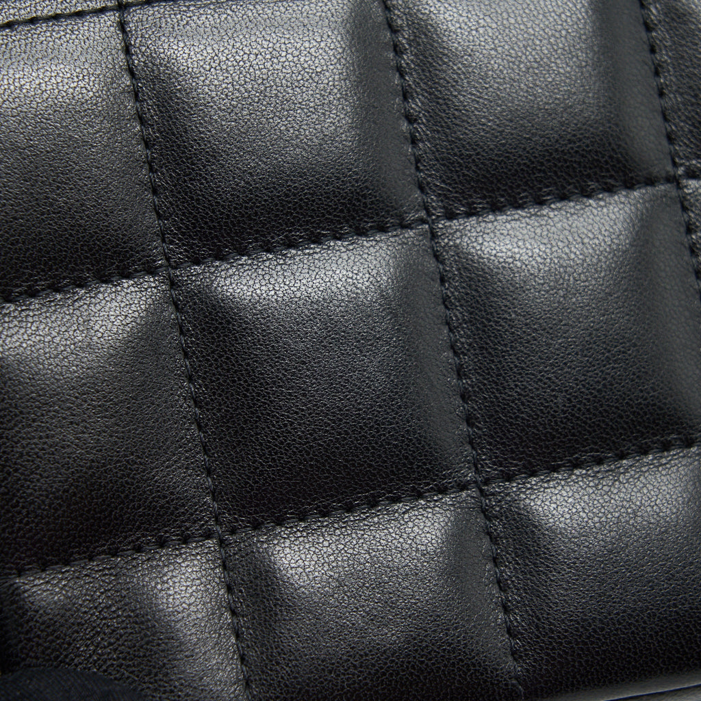 CHANEL CAMELLIA MINI FLAP SHOULDER BAG LAMBSKIN BLACK GHW