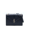 SAINT LAURENT ENVELOP SHOULDER BAG CALFSKIN NAVY SHW