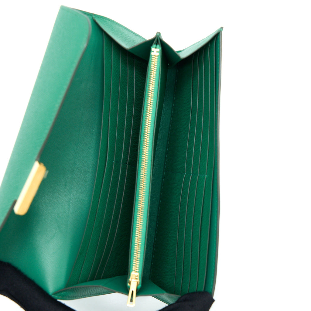 HERMES CONSTANCE LONG WALLET EPSOM GREEN GHW