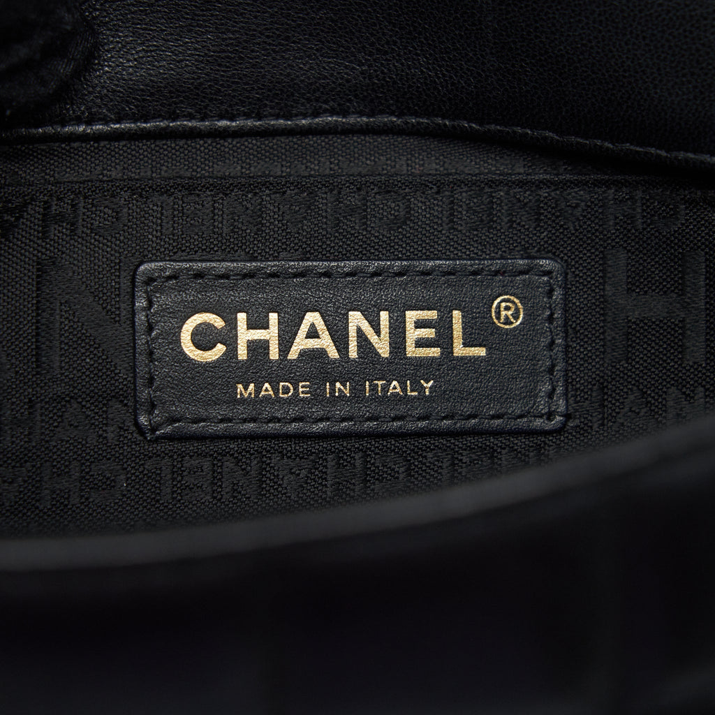 CHANEL CAMELLIA MINI FLAP SHOULDER BAG LAMBSKIN BLACK GHW