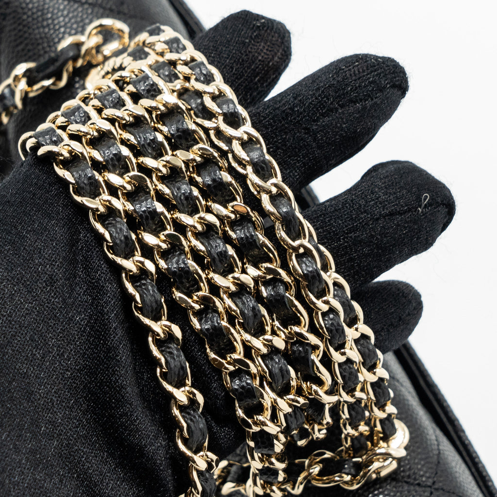 CHANEL 23P TOP HANDLE MINI FLAP BAG CAVIAR BLACK LGHW (MICROCHIP)