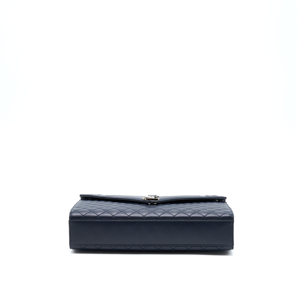 SAINT LAURENT ENVELOP SHOULDER BAG CALFSKIN NAVY SHW