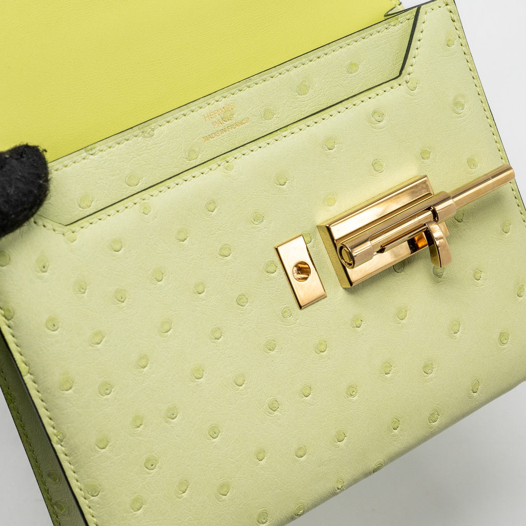 HERMES MINI VERROU OSTRICH R9 JAUNE BOURGEON GHW