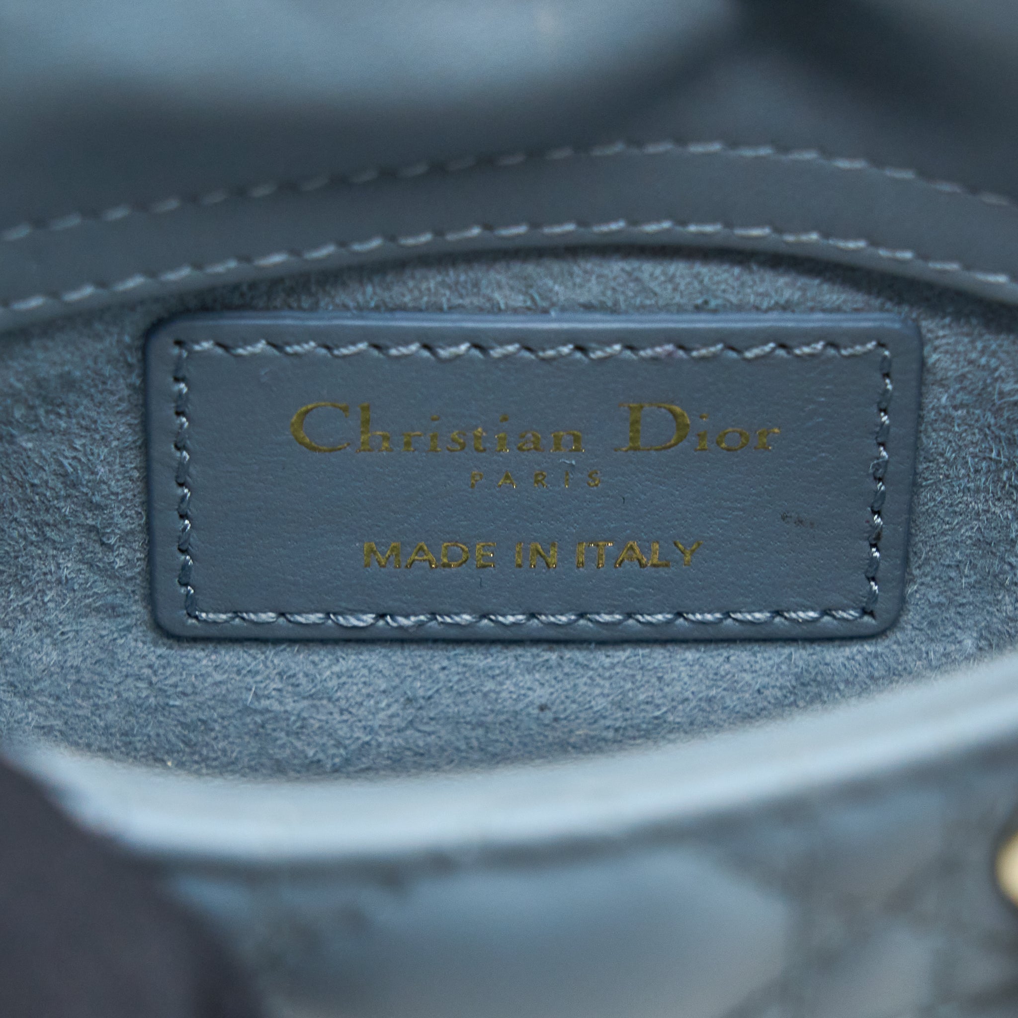 DIOR MICRO LADY DIOR BAG CANNAGE LAMBSKIN CLOUD BLUE LGHW