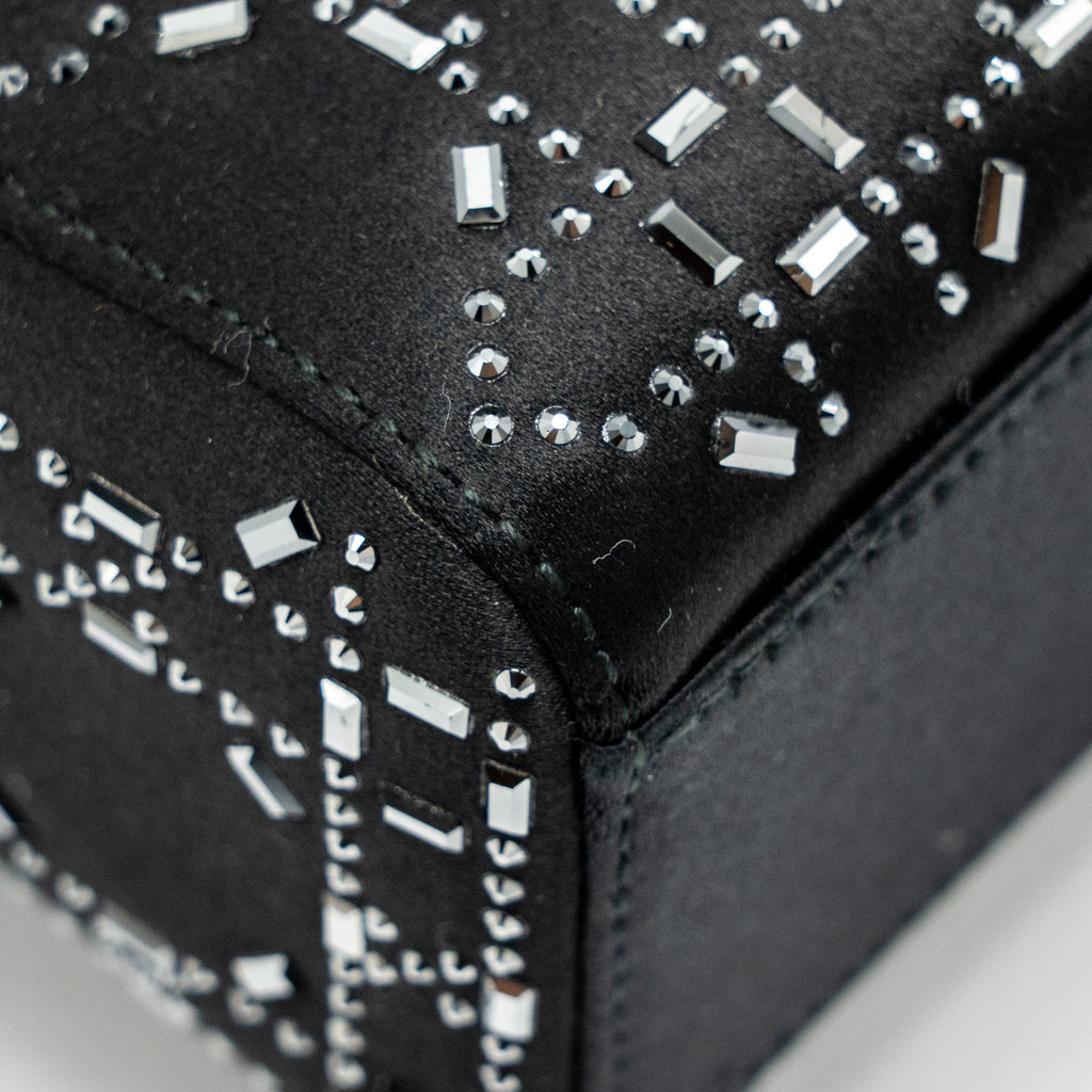 DIOR MINI LADY DIOR SATIN WITH CRYSTAL BLACK SHW