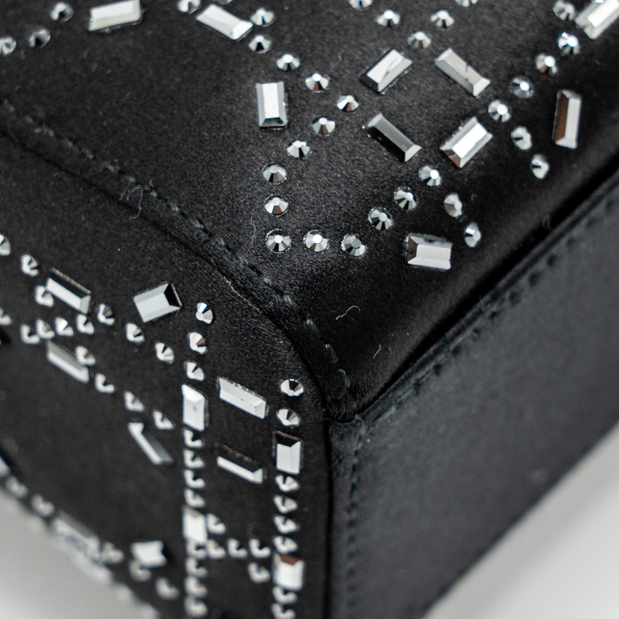 DIOR MINI LADY DIOR SATIN WITH CRYSTAL BLACK SHW