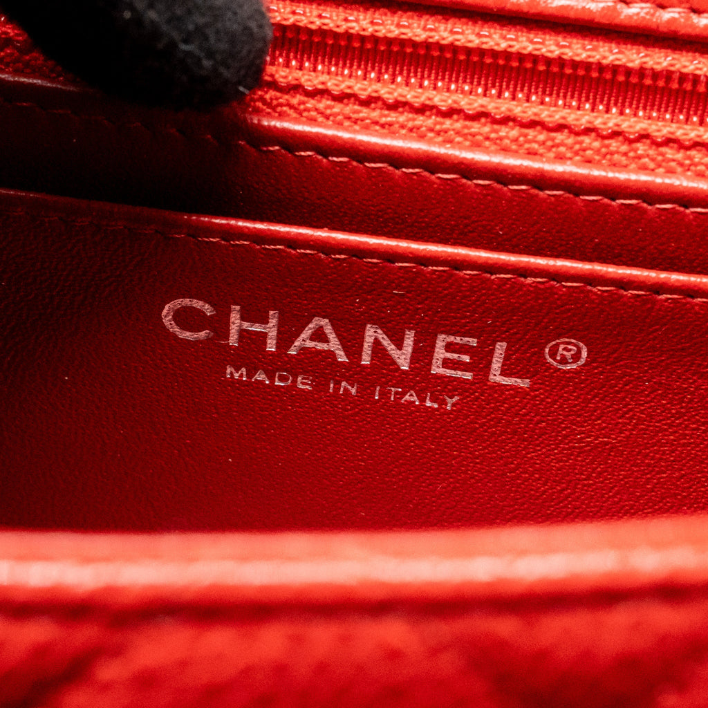 CHANEL MINI SQUARE FLAP BAG CAVIAR RED SHW