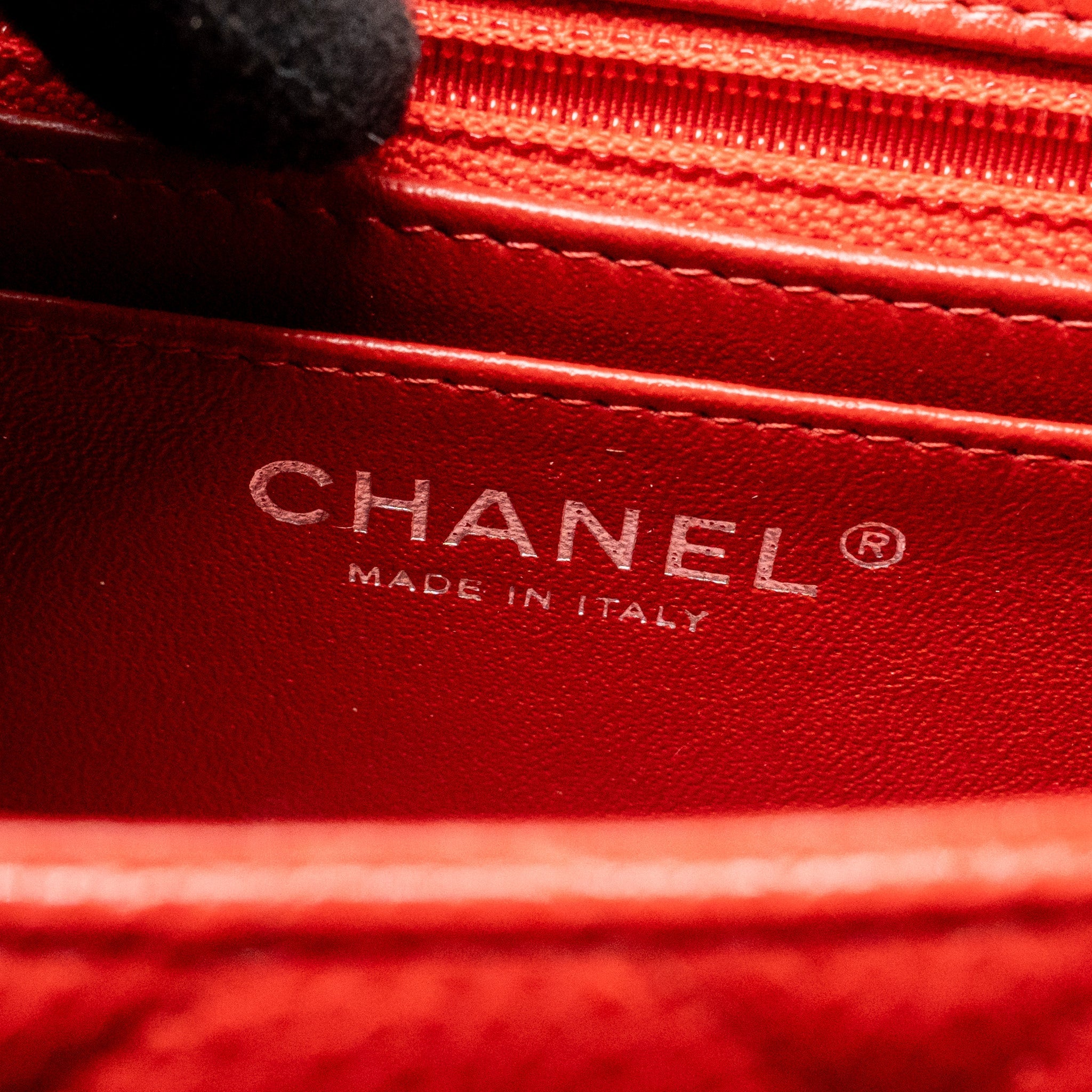 CHANEL MINI SQUARE FLAP BAG CAVIAR RED SHW