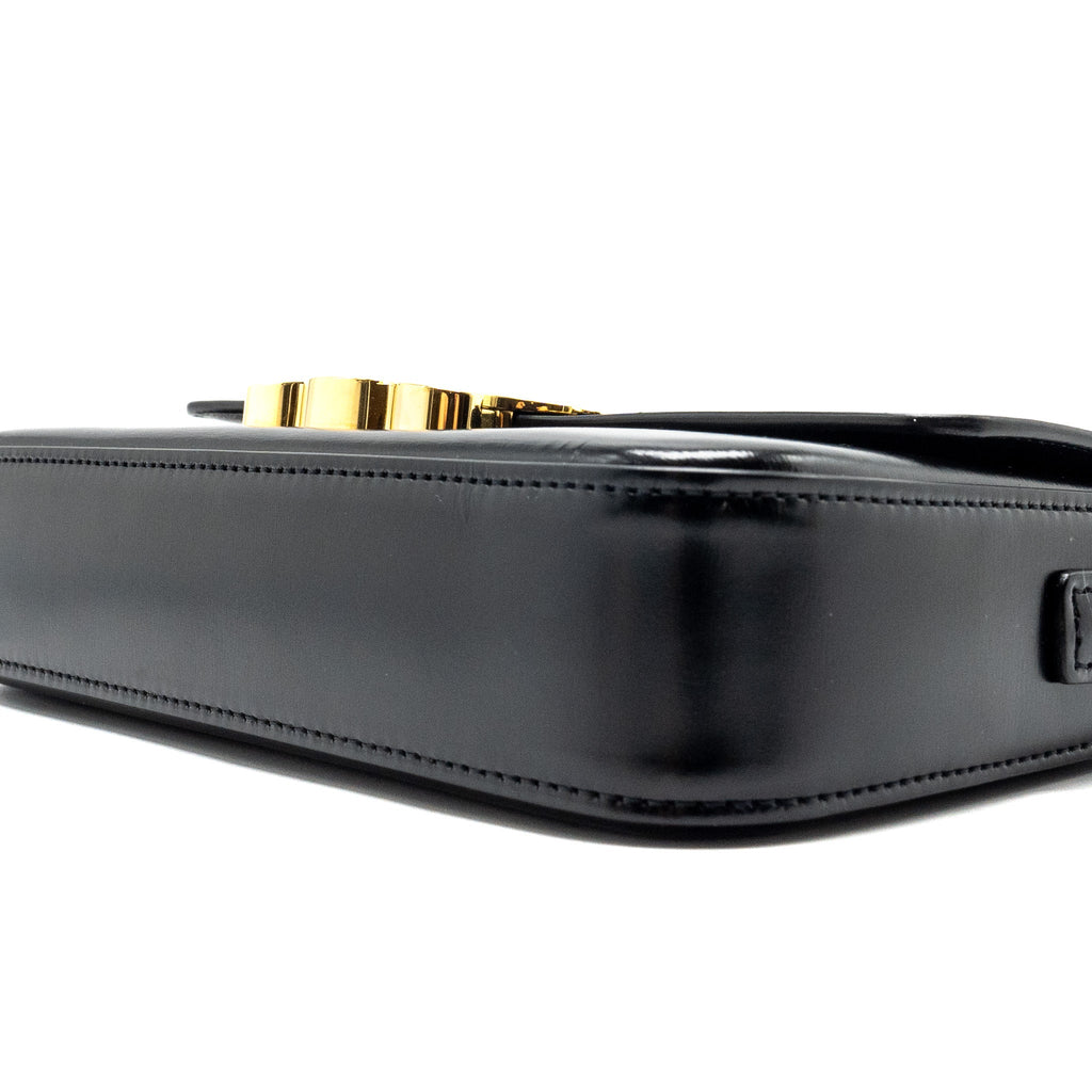 CELINE TRIOMPHE SHOULDER BAG SHINY CALFSKIN BLACK GHW