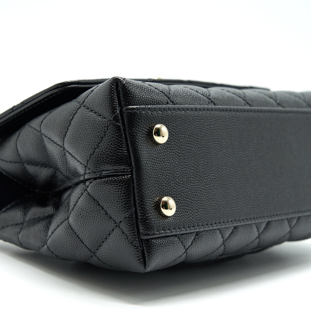 CHANEL 21K SMALL COCO HANDLE 24CM CAVIAR BLACK LGHW