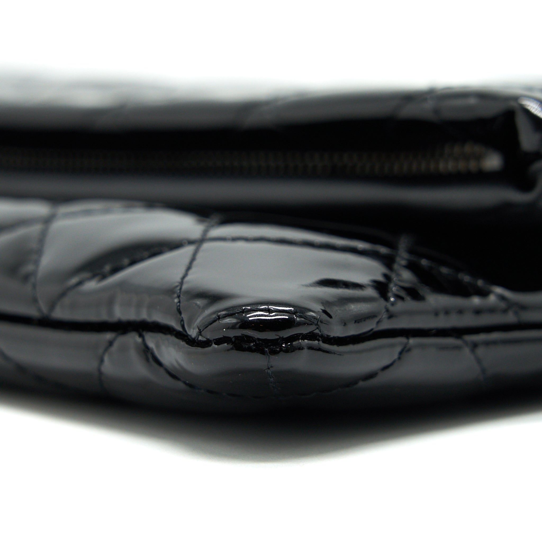 CHANEL FOLD OVER CLUTCH PATENT LEATHER BLACK SHW