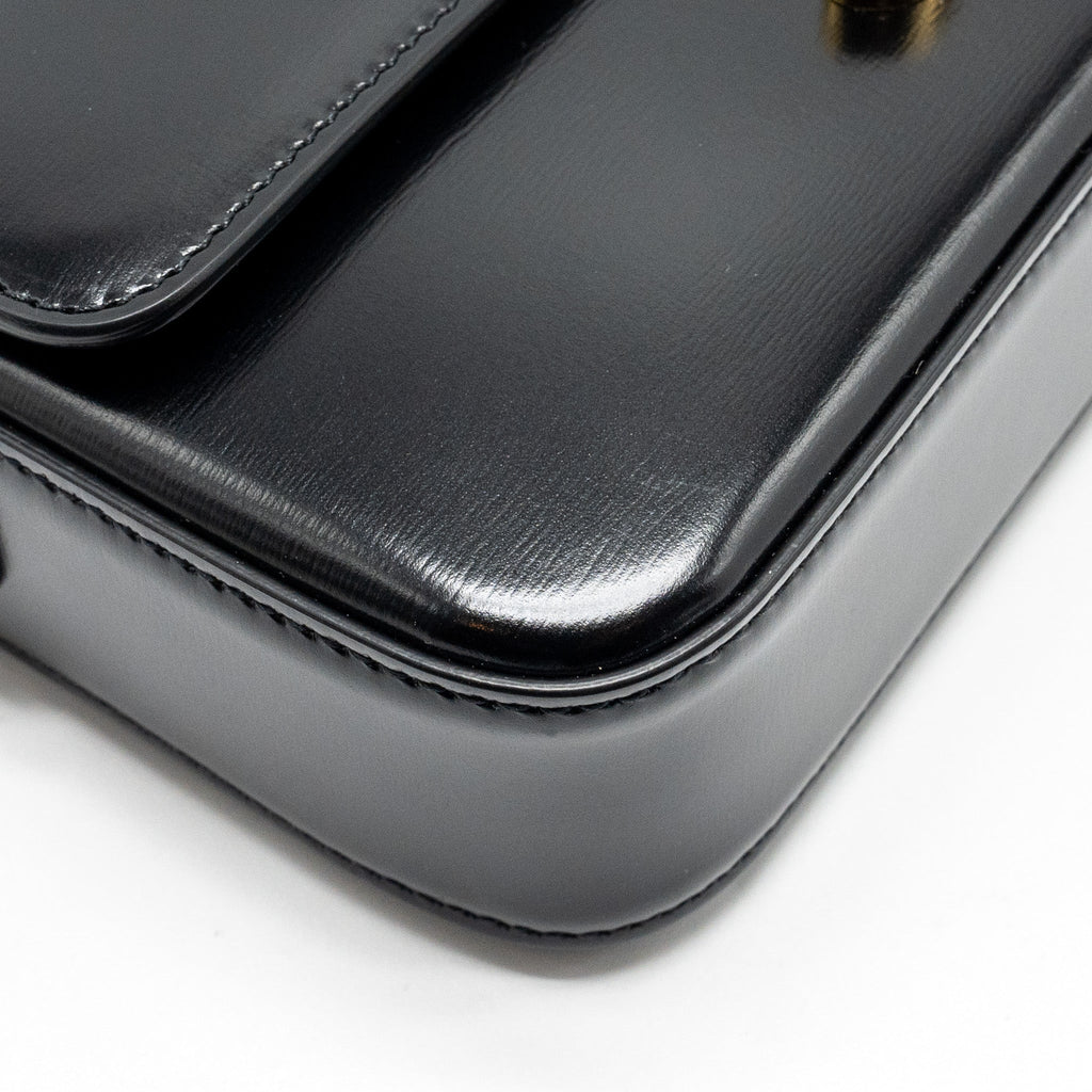CELINE TRIOMPHE SHOULDER BAG SHINY CALFSKIN BLACK GHW