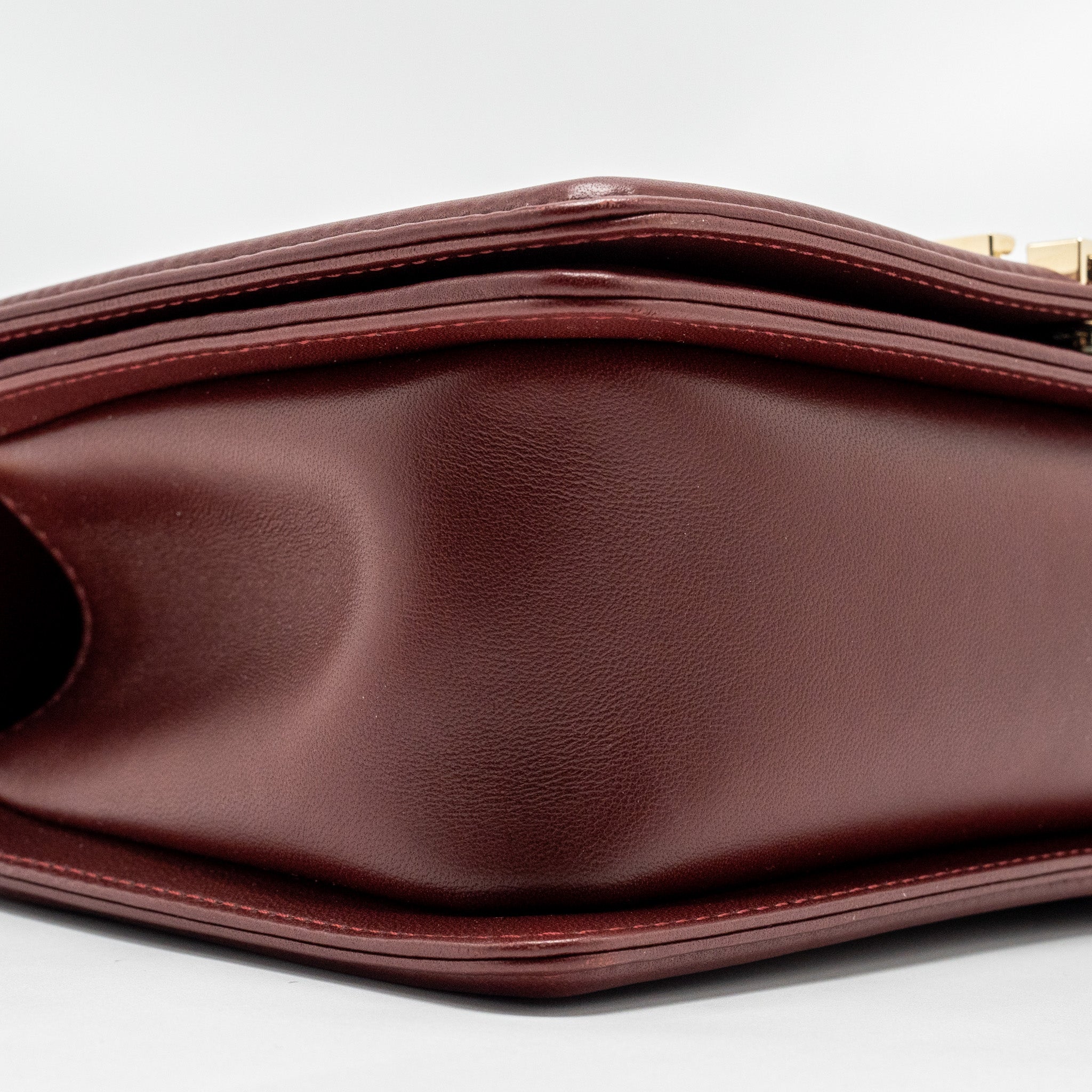 CHANEL MEDIUM BOY BAG LAMBSKIN DARK RED LGHW