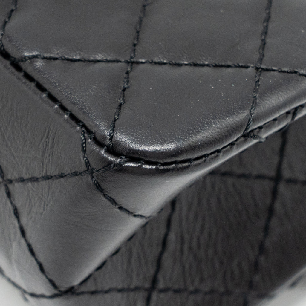 CHANEL SMALL 2.55 REISSUE FLAP BAG AGED CALFSKIN BLACK SHW (MICROCHIP)