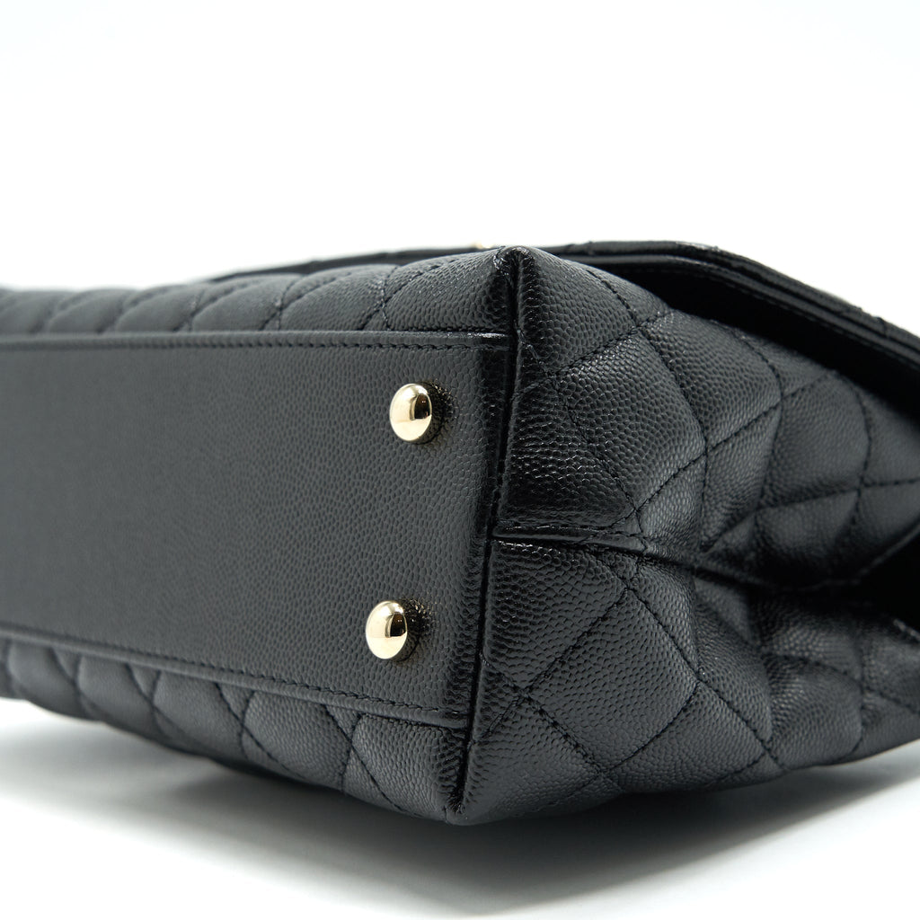 CHANEL 21K SMALL (OLD MINI) 24CM COCOHANDLE BLACK CAVIAR LGHW (MICROCHIP)