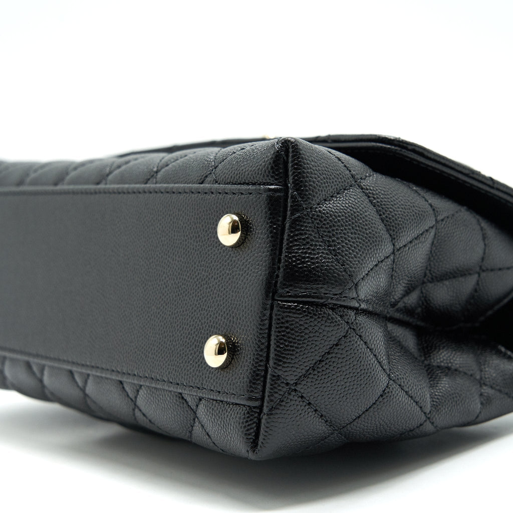 CHANEL 21K SMALL COCO HANDLE 24CM CAVIAR BLACK LGHW