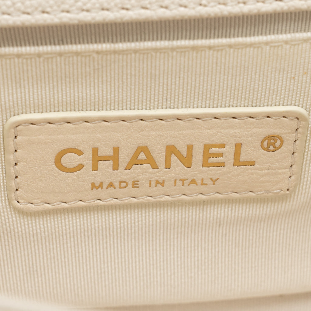 CHANEL SMALL BOY BAG CAVIAR WHITE LGHW