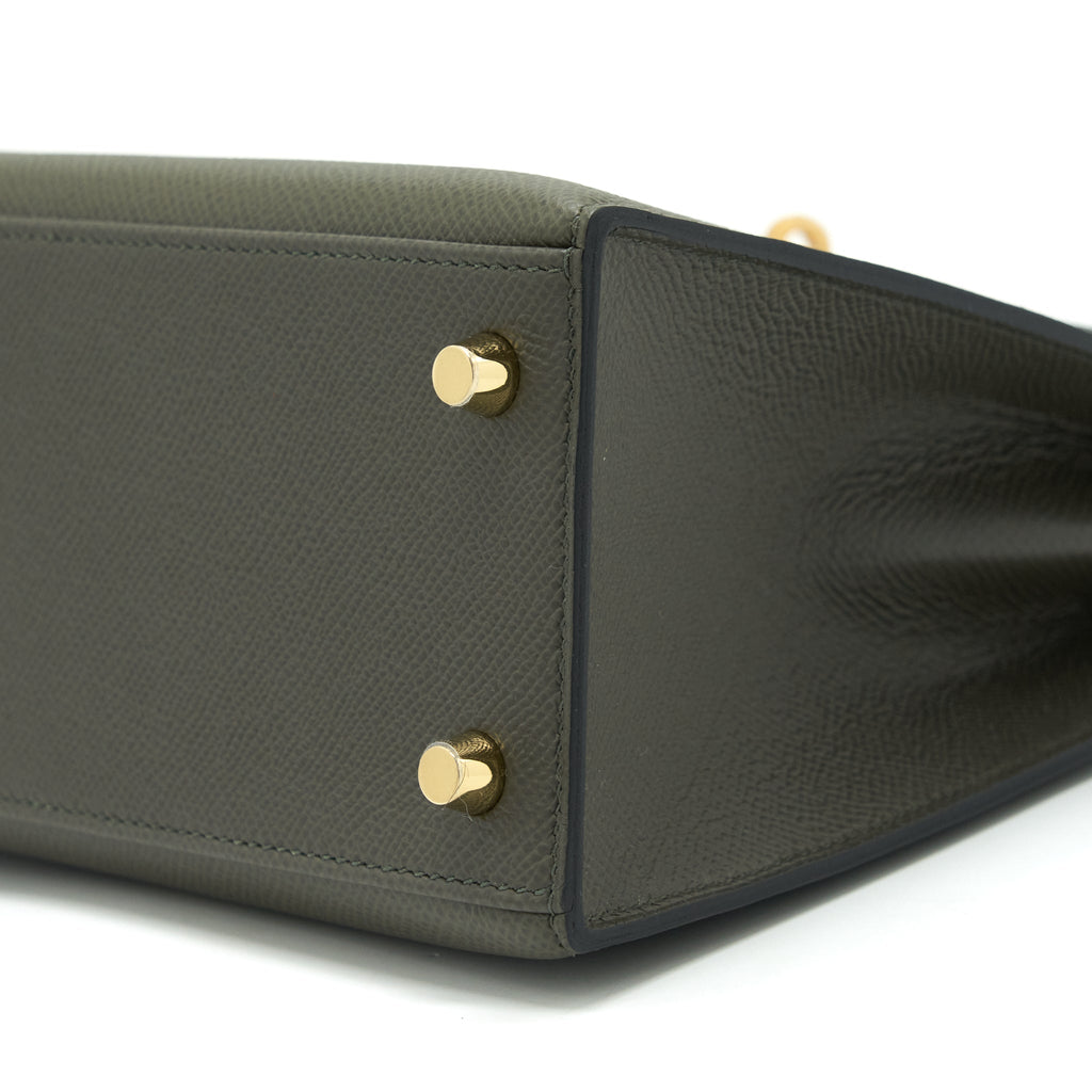 HERMES KELLY 25 SELLIER EPSOM C6 VERT DE GRIS GHW