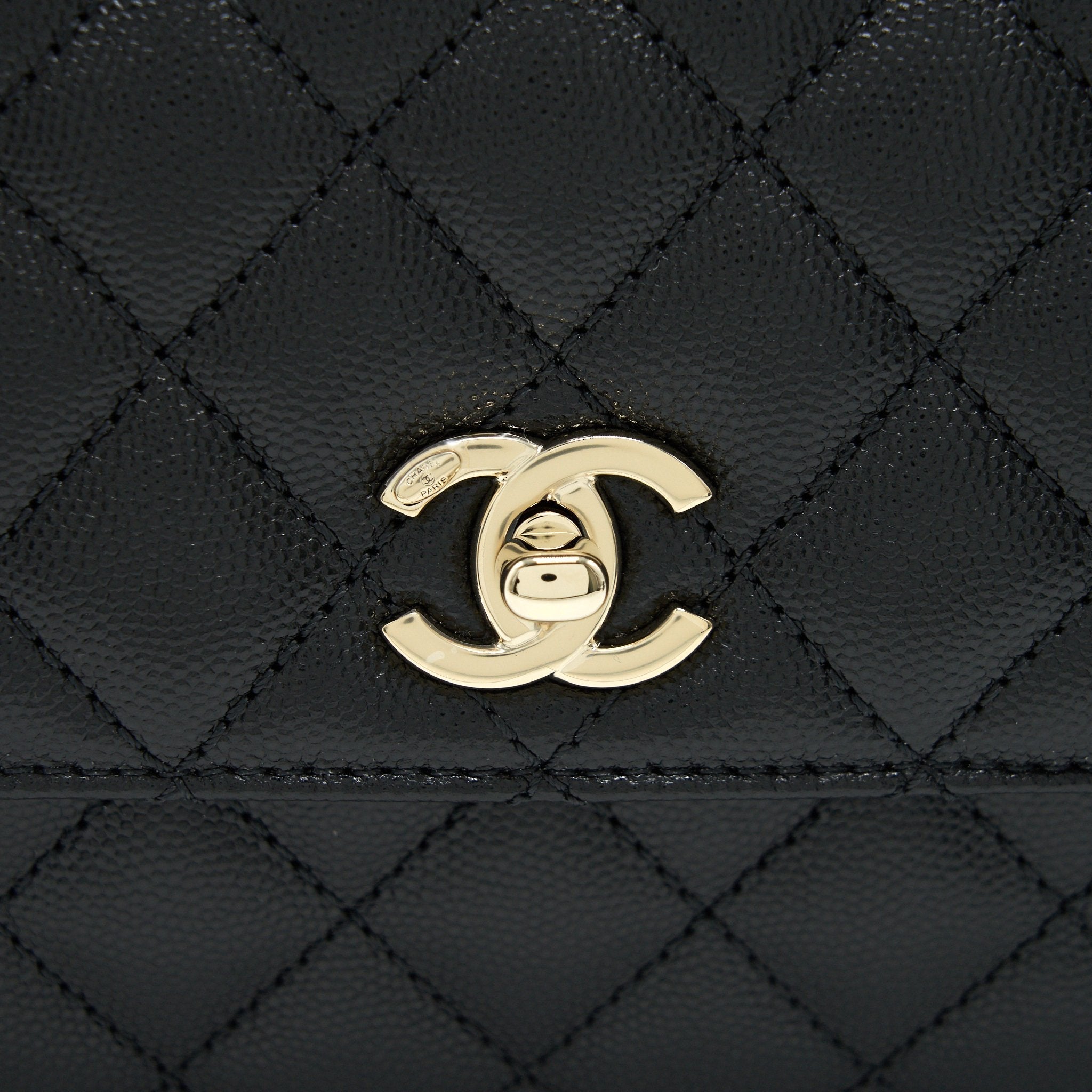 CHANEL 21K SMALL COCO HANDLE 24CM CAVIAR BLACK LGHW