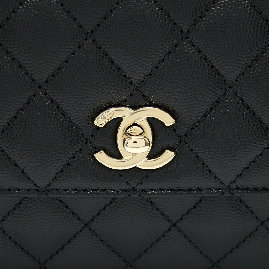 CHANEL 21K SMALL (OLD MINI) 24CM COCOHANDLE BLACK CAVIAR LGHW (MICROCHIP)