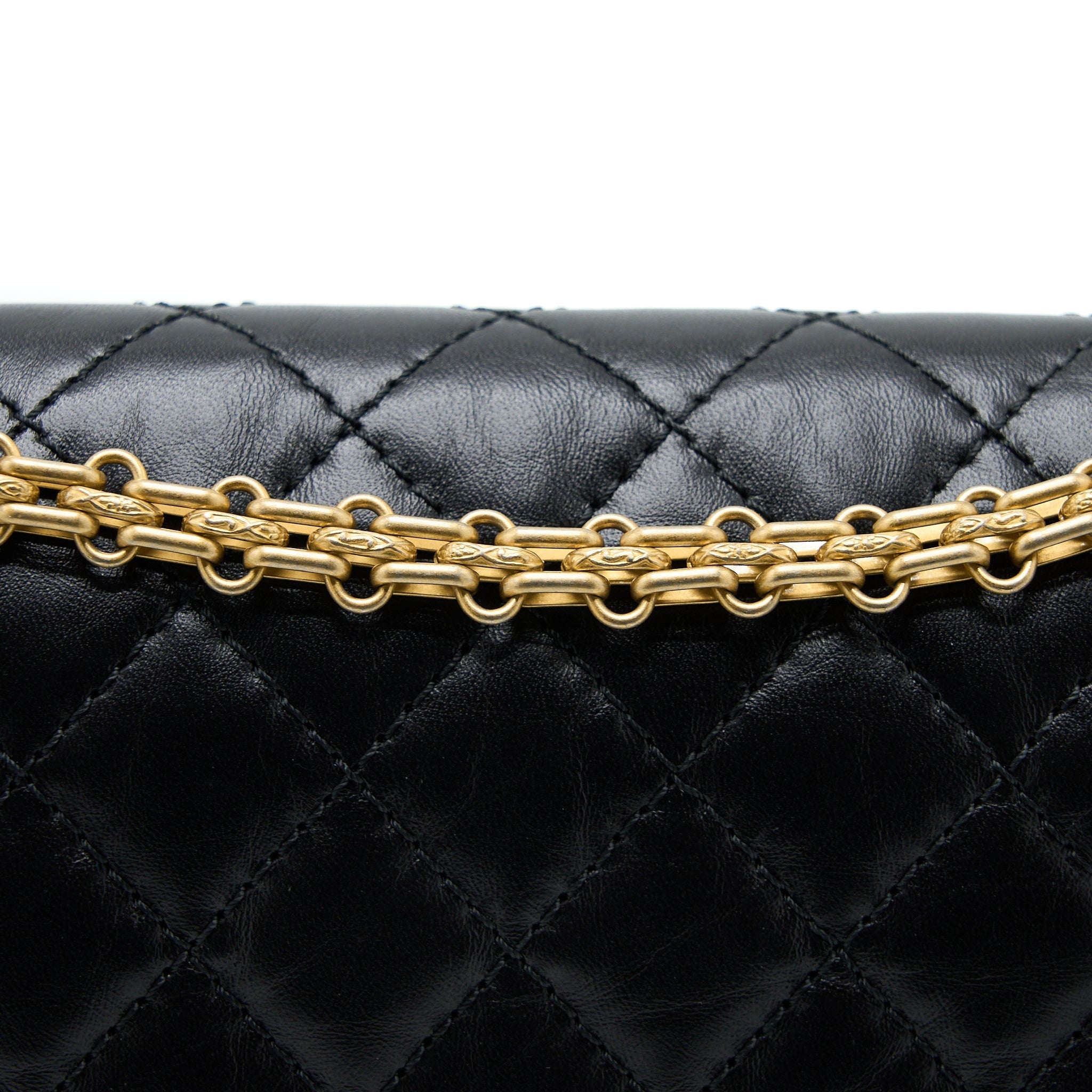 CHANEL SMALL 2.55 225 REISSUE FLAP BAG AGED CALFSKIN BLACK BRUSHED GHW