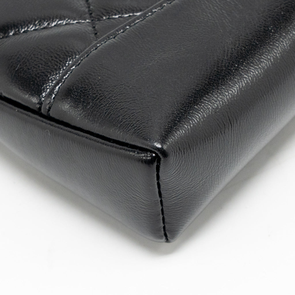 CHANEL MINI 31 CLUTCH WITH CHAIN SHINY LAMBSKIN BLACK LGHW (MICROCHIP)