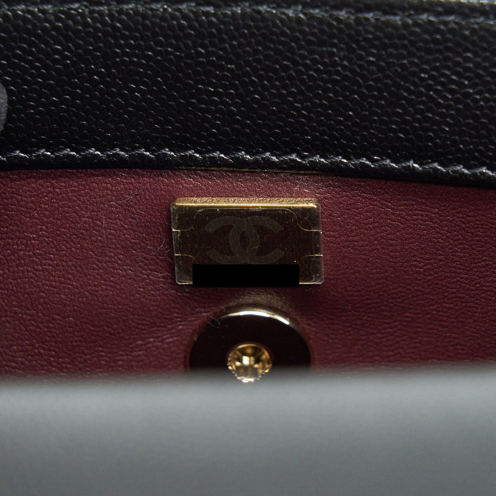 CHANEL 21K SMALL (OLD MINI) 24CM COCOHANDLE BLACK CAVIAR LGHW (MICROCHIP)