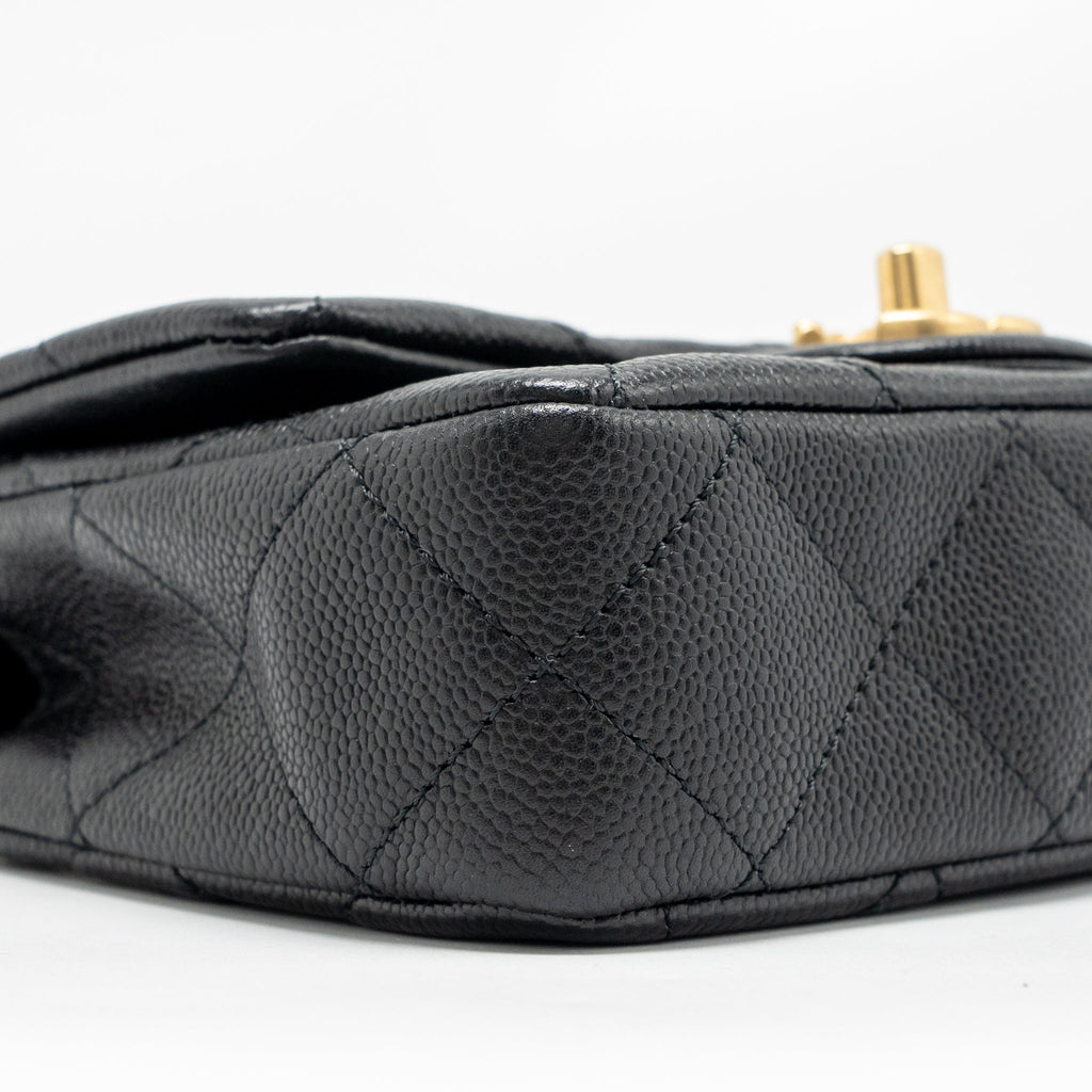 CHANEL COCO LOVE FLAP BAG ADJUSTABLE CHAIN CAVIAR BLACK GHW (MICROCHIP)
