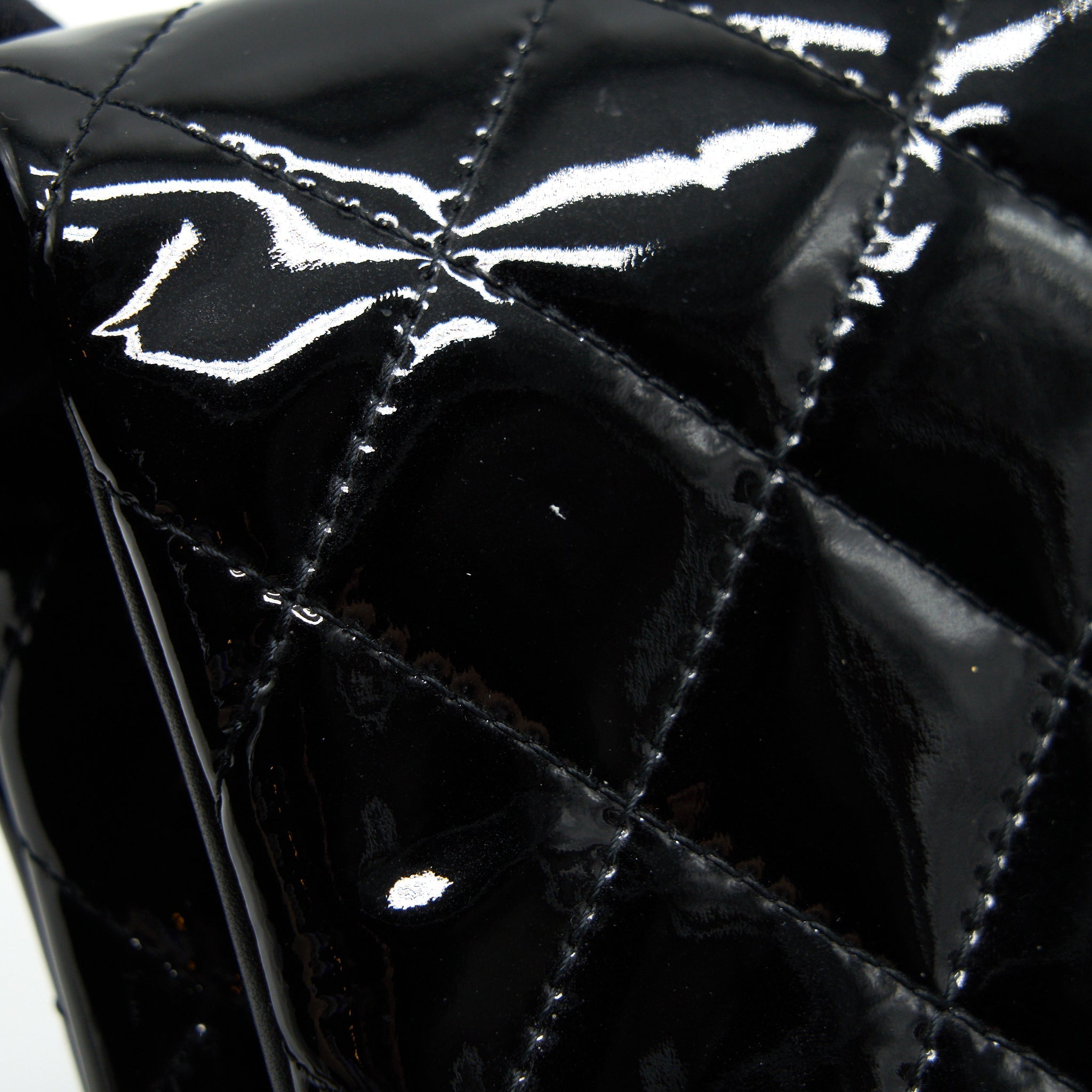CHANEL FOLD OVER CLUTCH PATENT LEATHER BLACK SHW