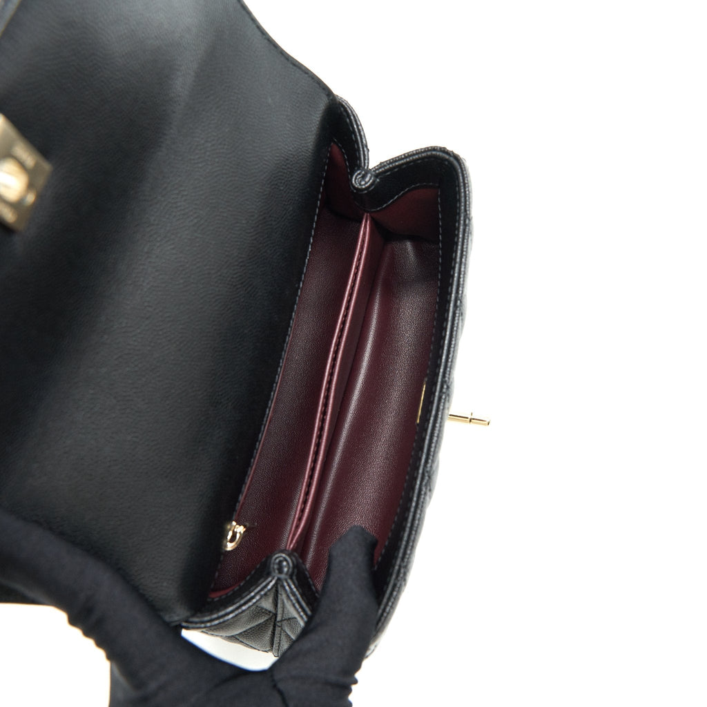 CHANEL 21K SMALL COCO HANDLE 24CM CAVIAR BLACK LGHW