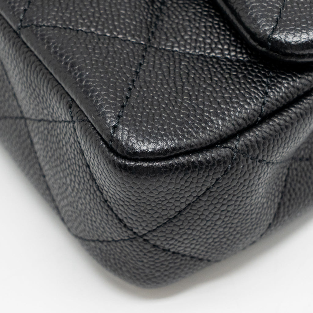 CHANEL COCO LOVE FLAP BAG ADJUSTABLE CHAIN CAVIAR BLACK GHW (MICROCHIP)
