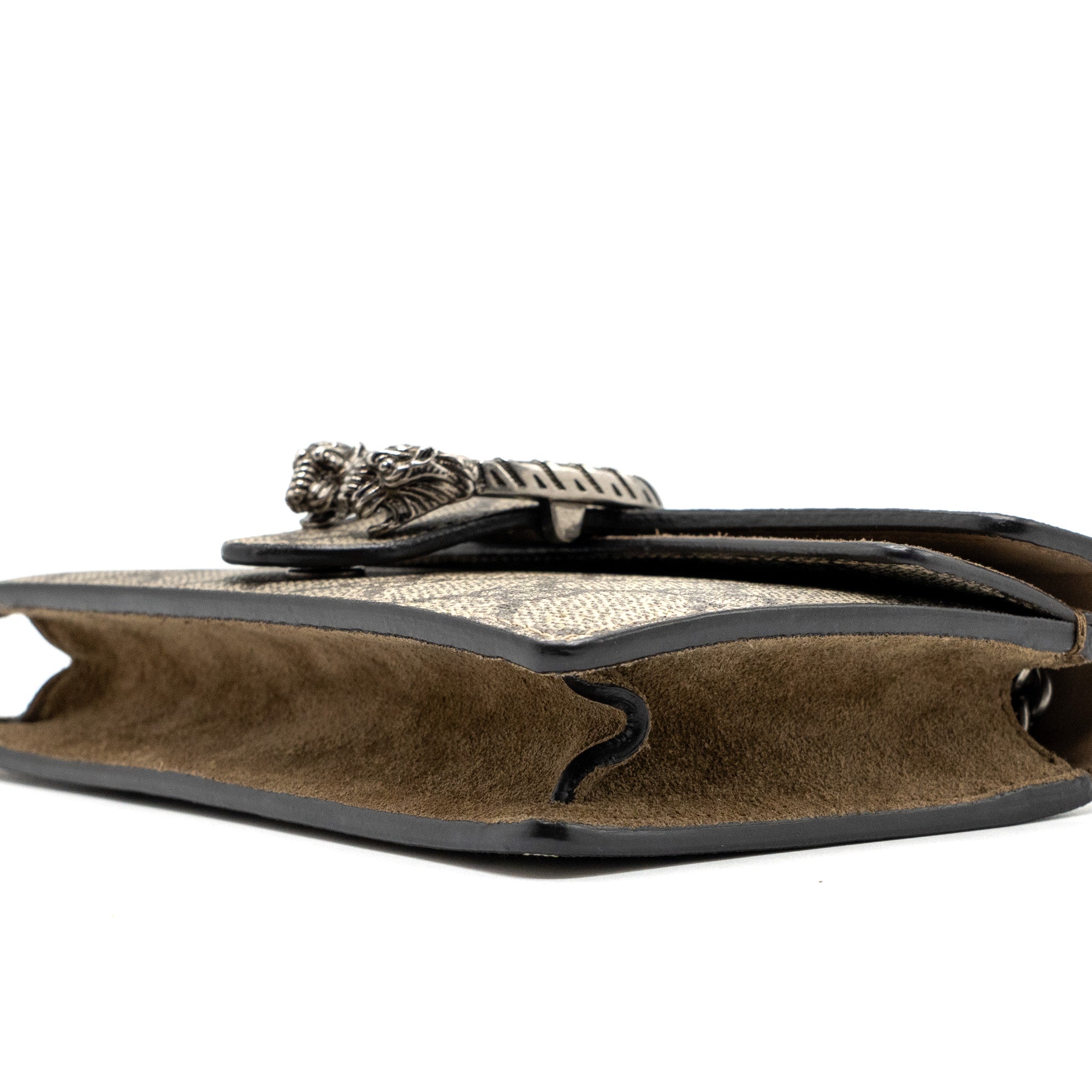 GUCCI DIONYSUS SUPER MINI GG SUPREME CANVAS/SUEDE RUTHENIUM SILVER HARDWARE