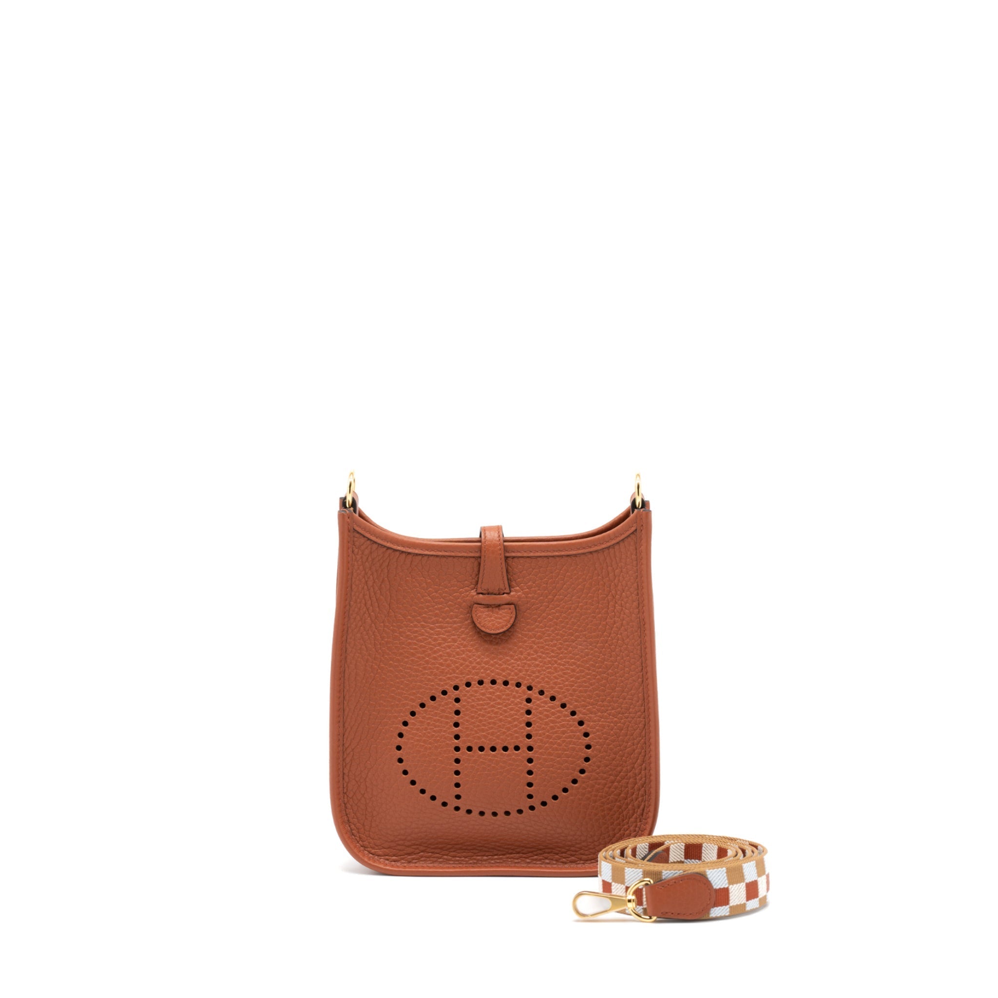 HERMES MINI EVELYN CLEMENCE CUIVRE/CHAI/NATA/BLUE BRUME GHW