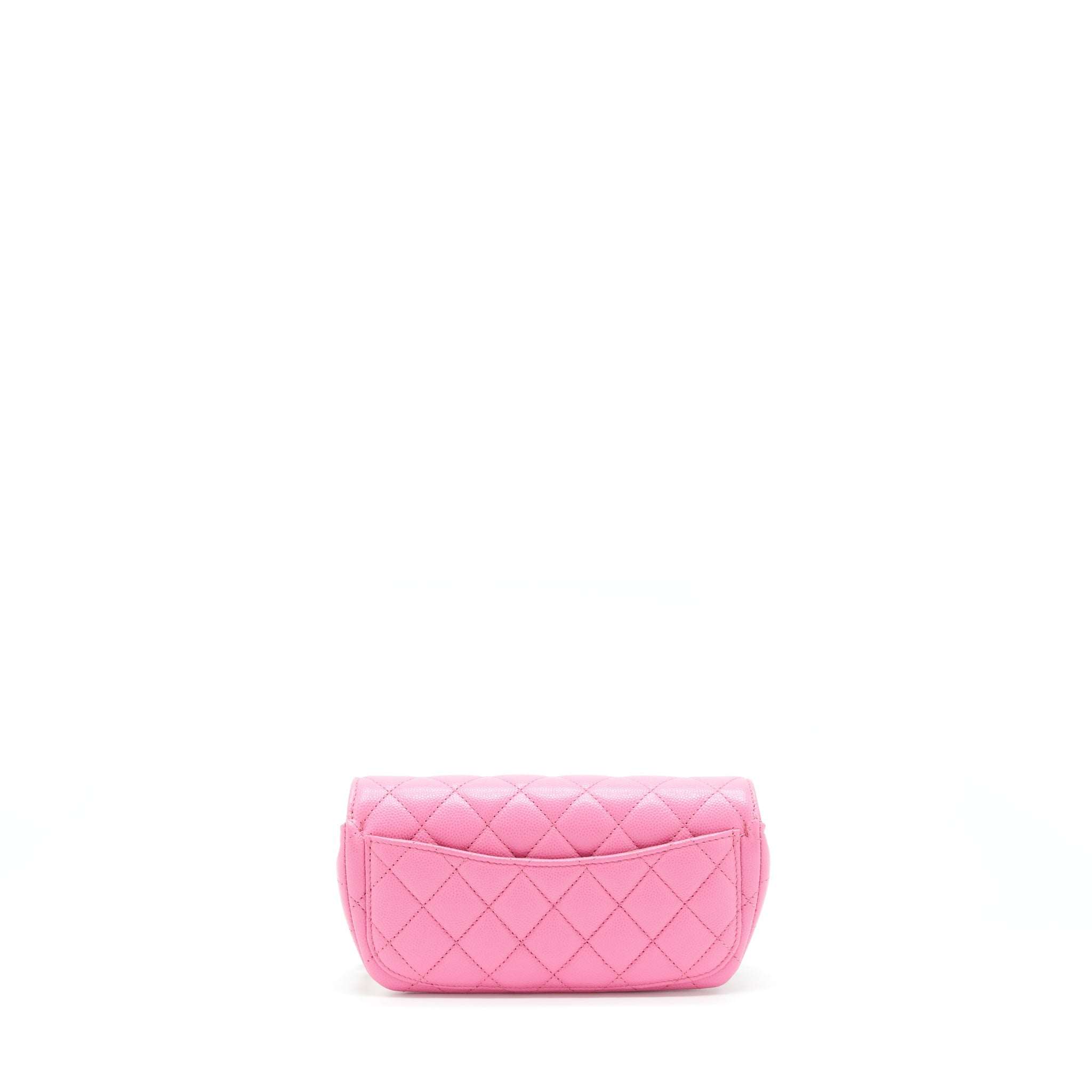 CHANEL GLASSES CASE FLAP BAG WITH CHAIN CAVIAR PINK LGHW