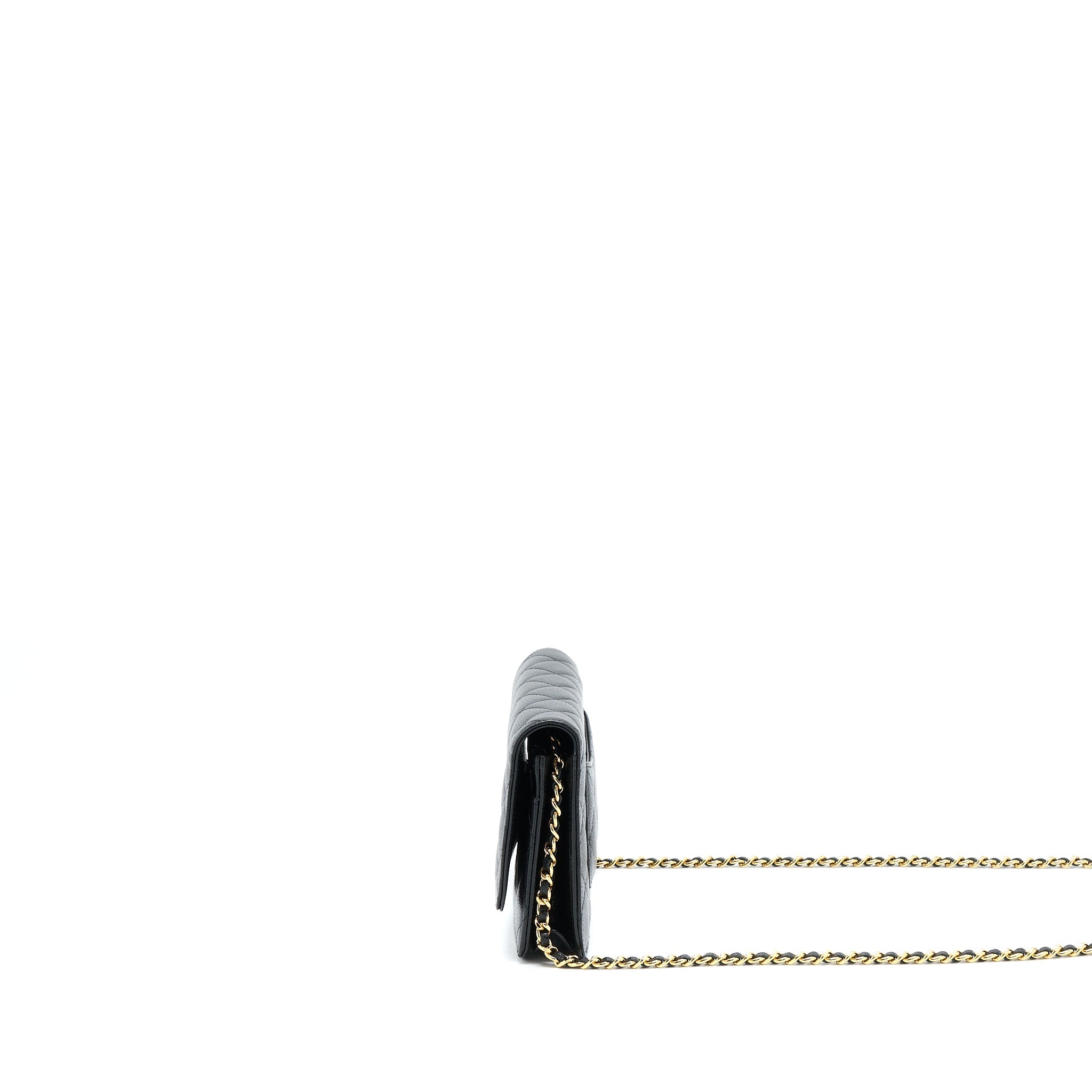CHANEL CLASSIC WALLET ON CHAIN CAVIAR BLACK GHW (MICROCHIP)