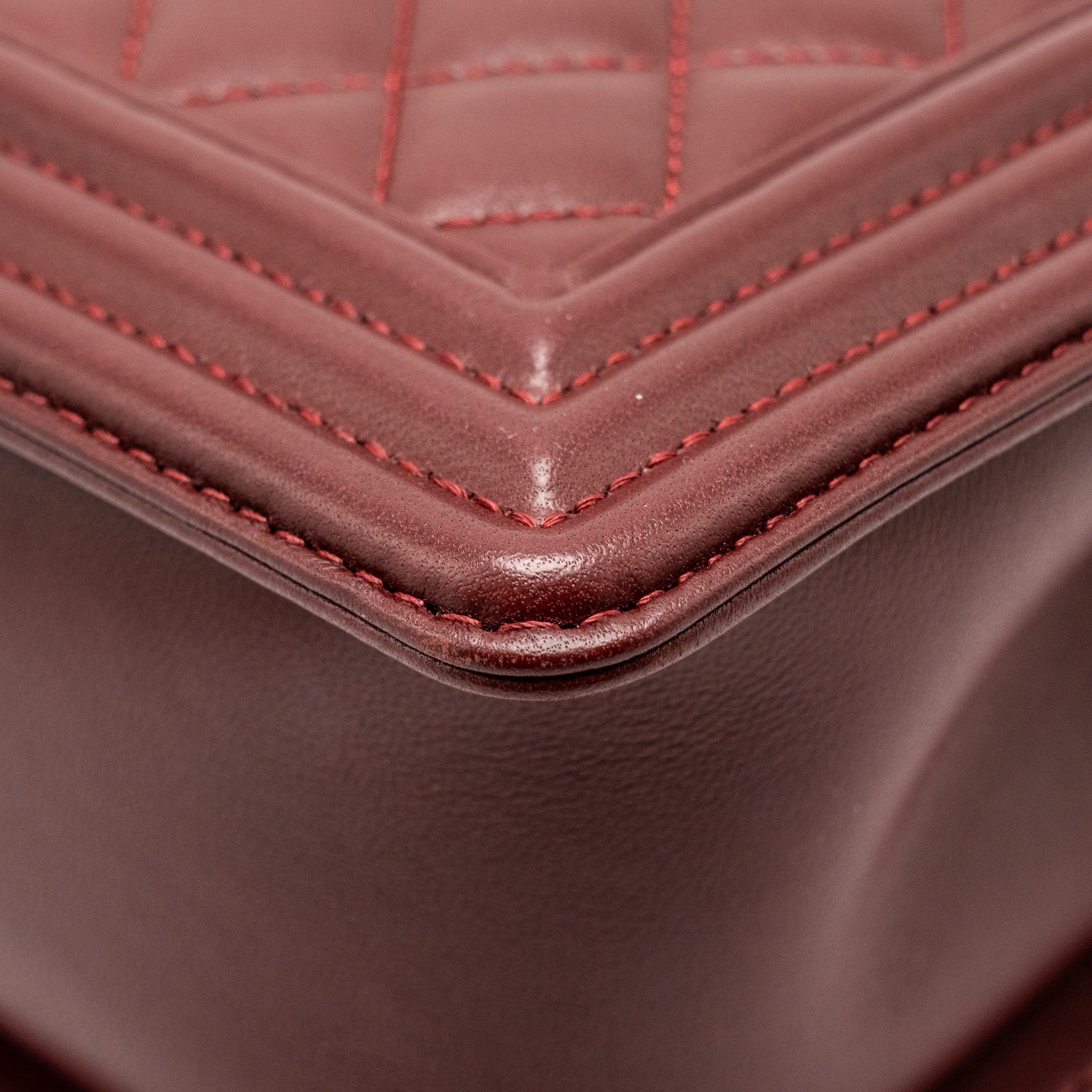 CHANEL MEDIUM BOY BAG LAMBSKIN DARK RED LGHW
