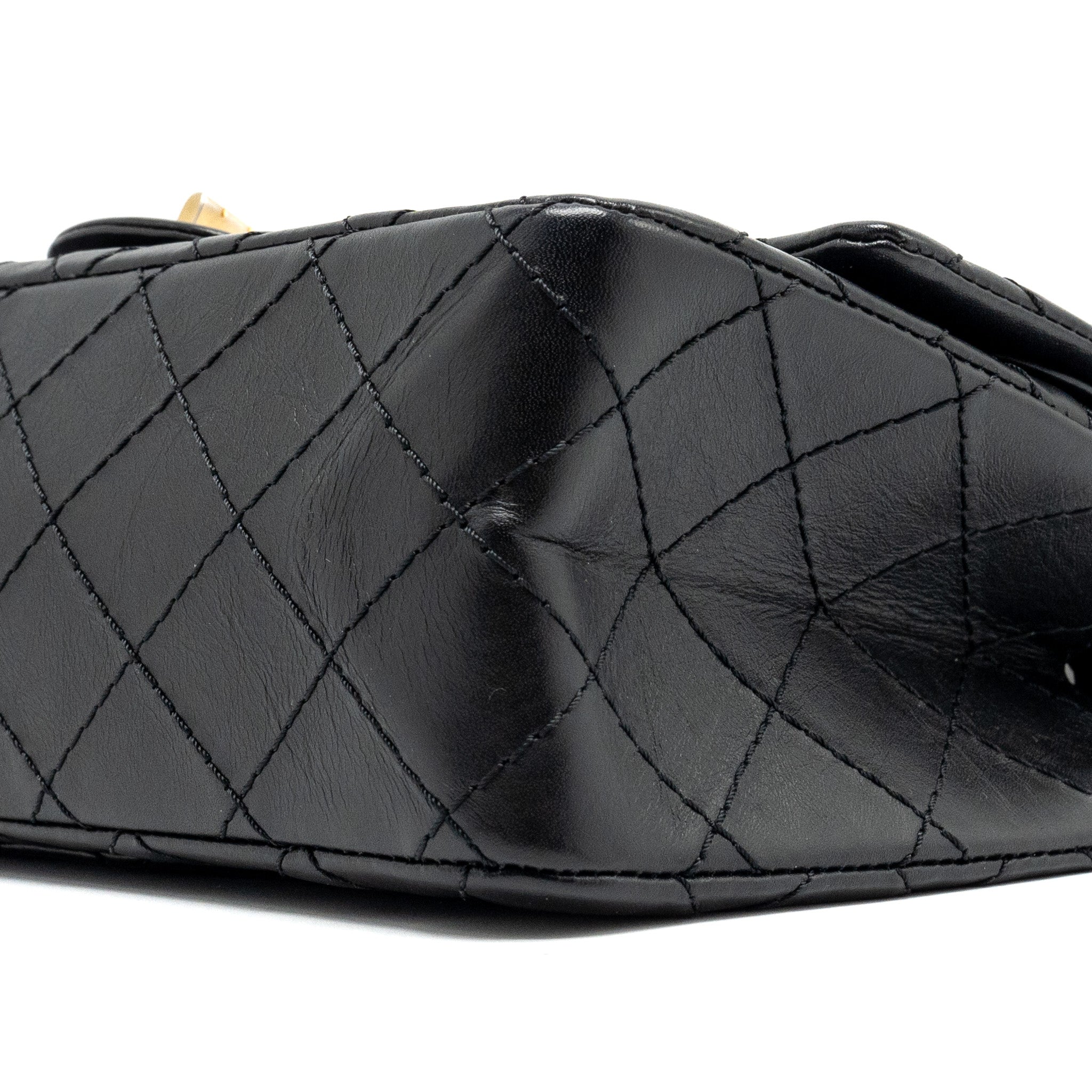 CHANEL SMALL 2.55 REISSUE DOUBLE FLAP BAG AGED CALFSKIN BLACK GHW