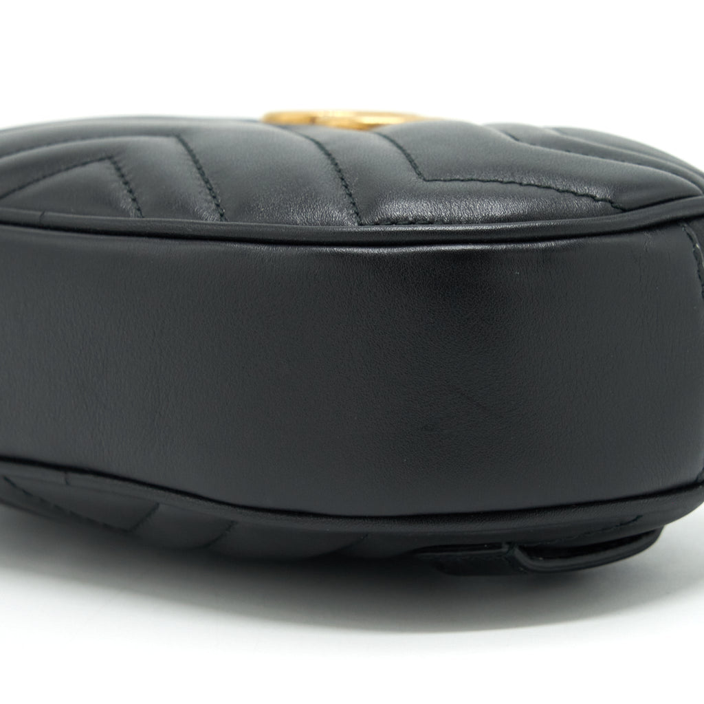 GUCCI GG MARMONT MATELASSE BELT BAG BLACK GHW
