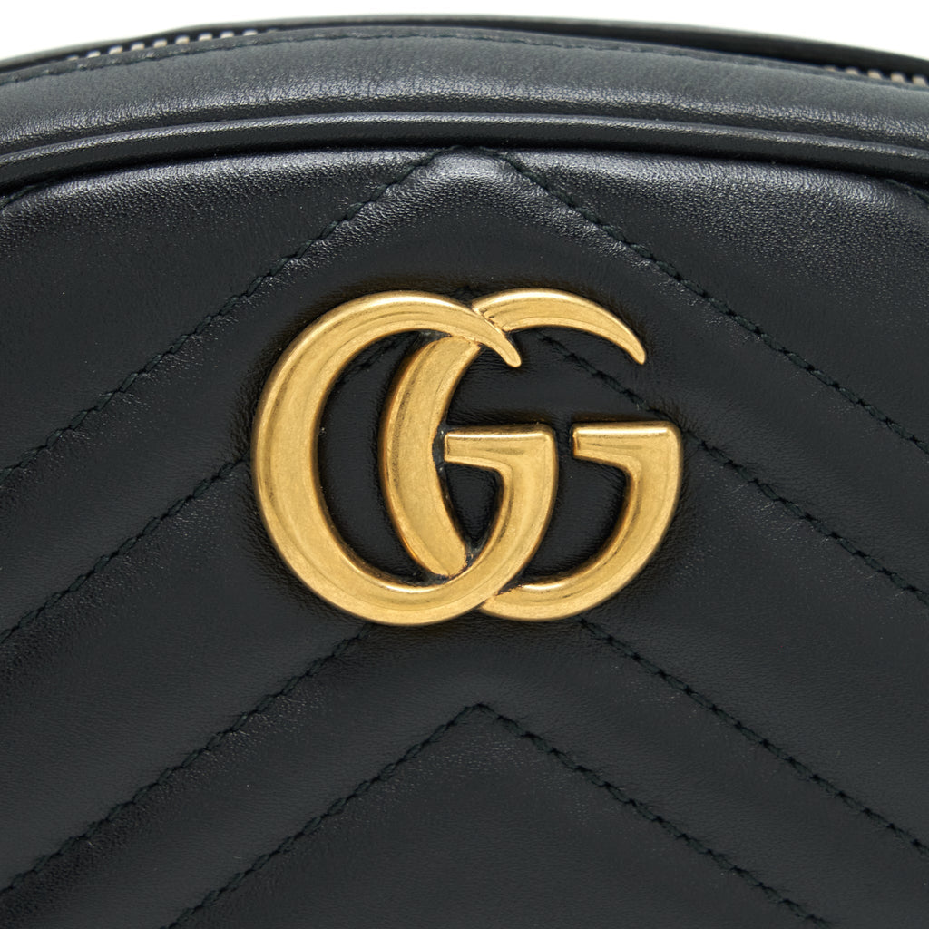 GUCCI GG MARMONT MATELASSE BELT BAG BLACK GHW