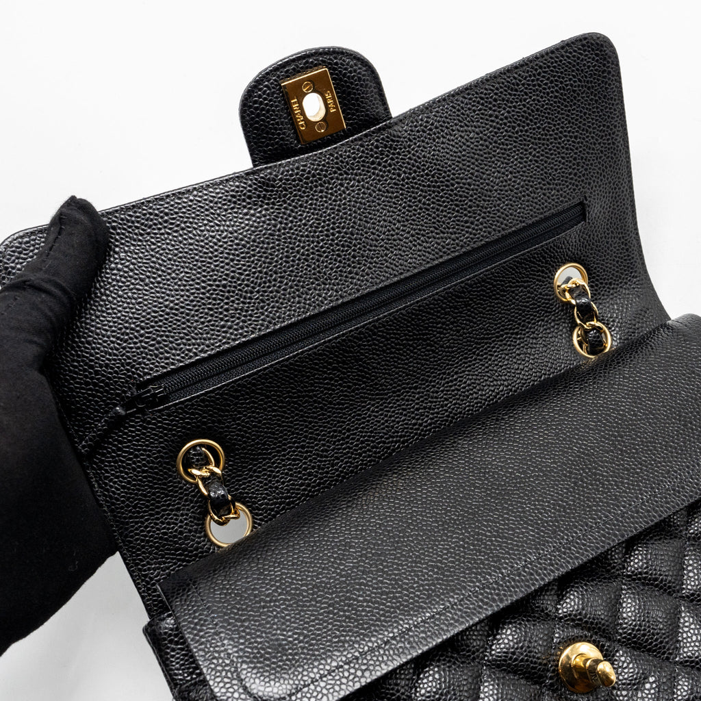 CHANEL MEDIUM CLASSIC DOUBLE FLAP BAG CAVIAR BLACK GHW