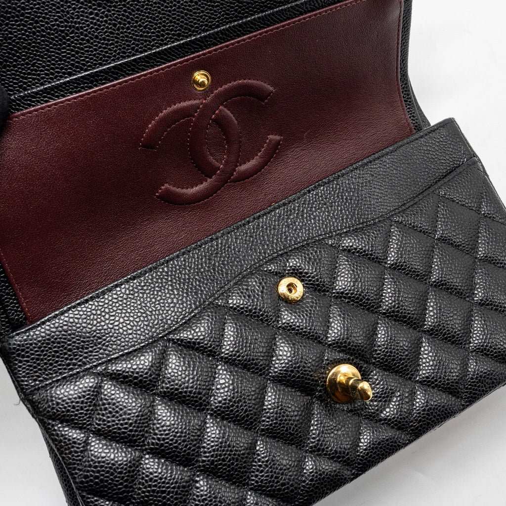 CHANEL MEDIUM CLASSIC DOUBLE FLAP BAG CAVIAR BLACK GHW