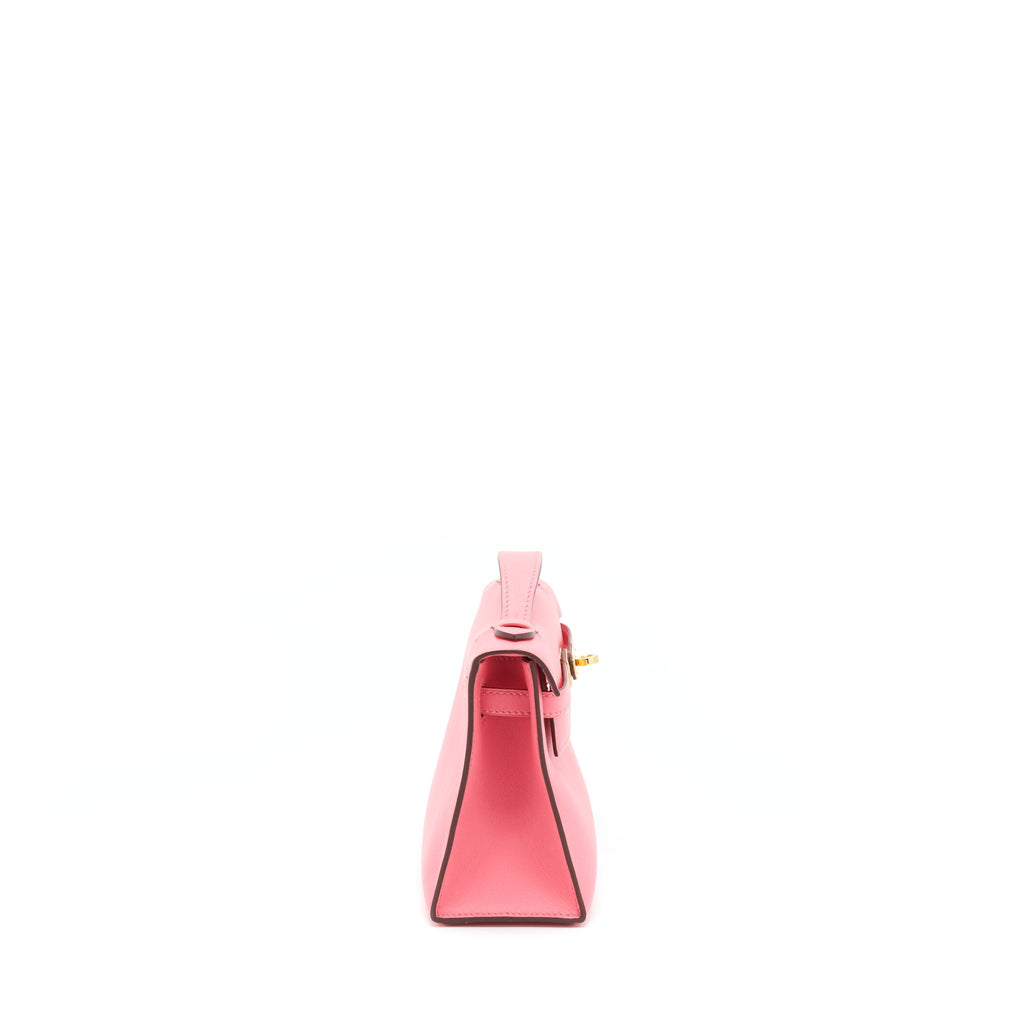 HERMES KELLY POCHETTE SWIFT 8W ROSE AZALEE GHW