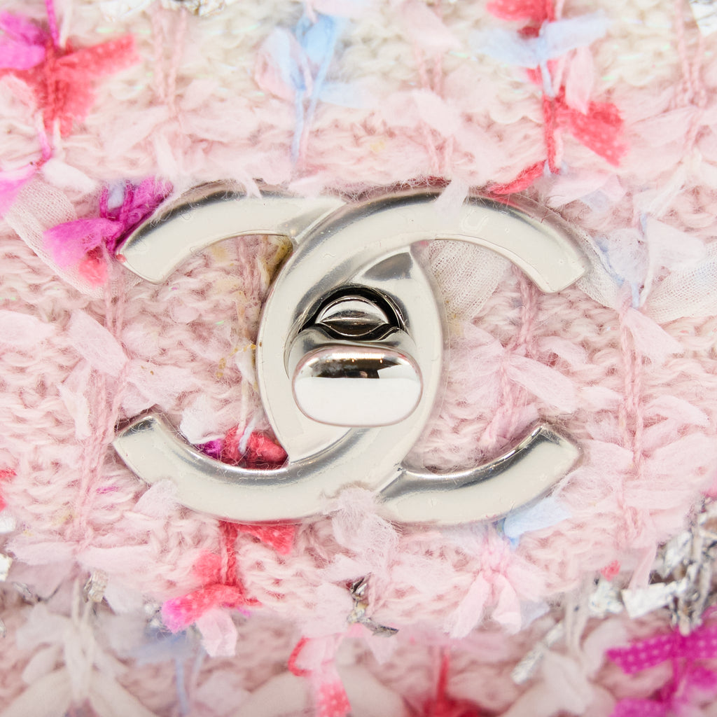 CHANEL SEASONAL MINI RECTANGULAR FLAP BAG TWEED PINK/MULTICOLOUR SHW