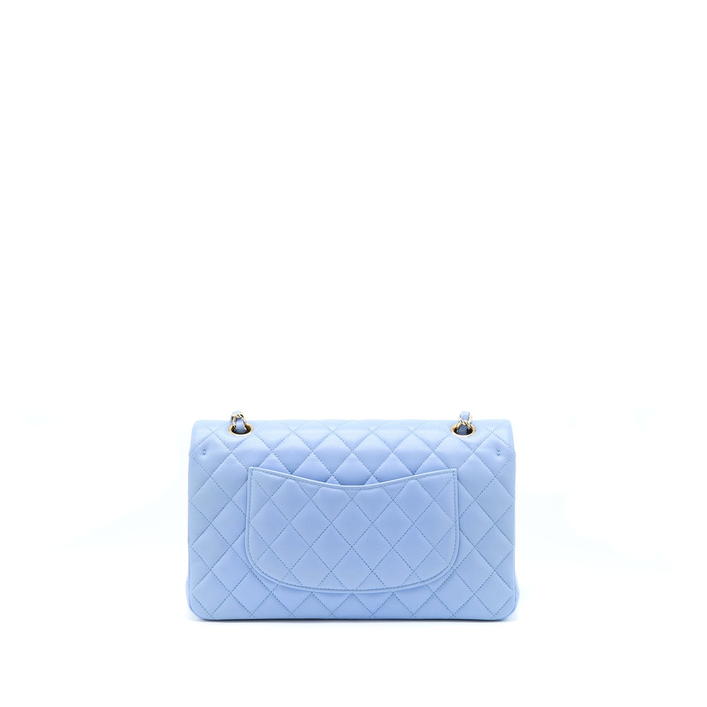 CHANEL CLASSIC FLAP BAG LAMBSKIN NA104 LIGHT BLUE LGHW
