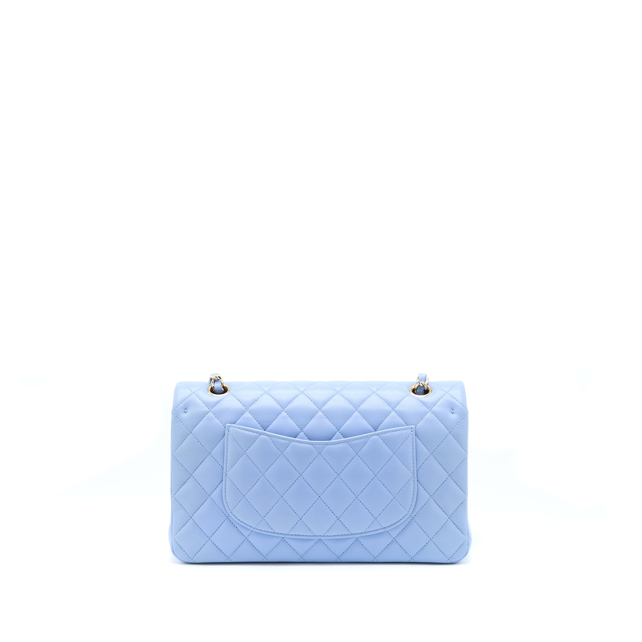 CHANEL CLASSIC FLAP BAG LAMBSKIN NA104 LIGHT BLUE LGHW