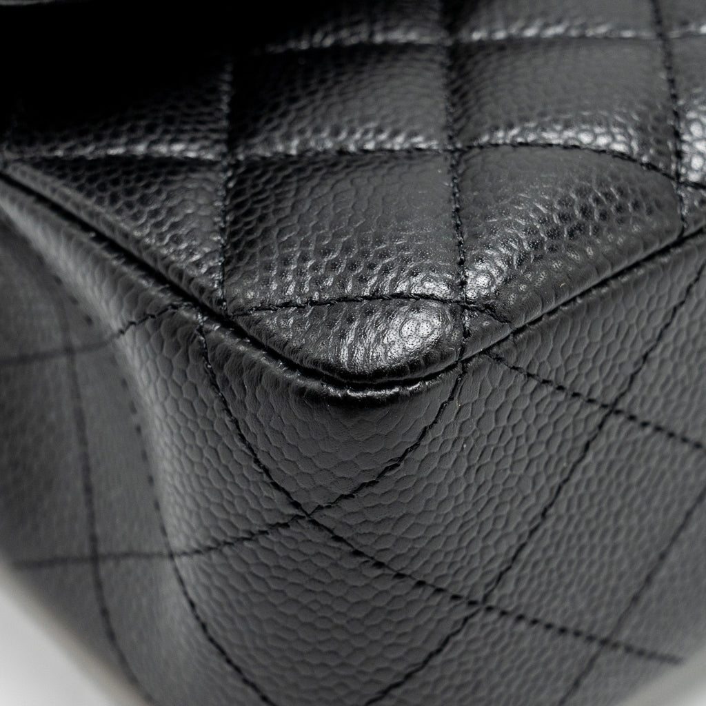 CHANEL MEDIUM CLASSIC DOUBLE FLAP BAG CAVIAR BLACK SHW