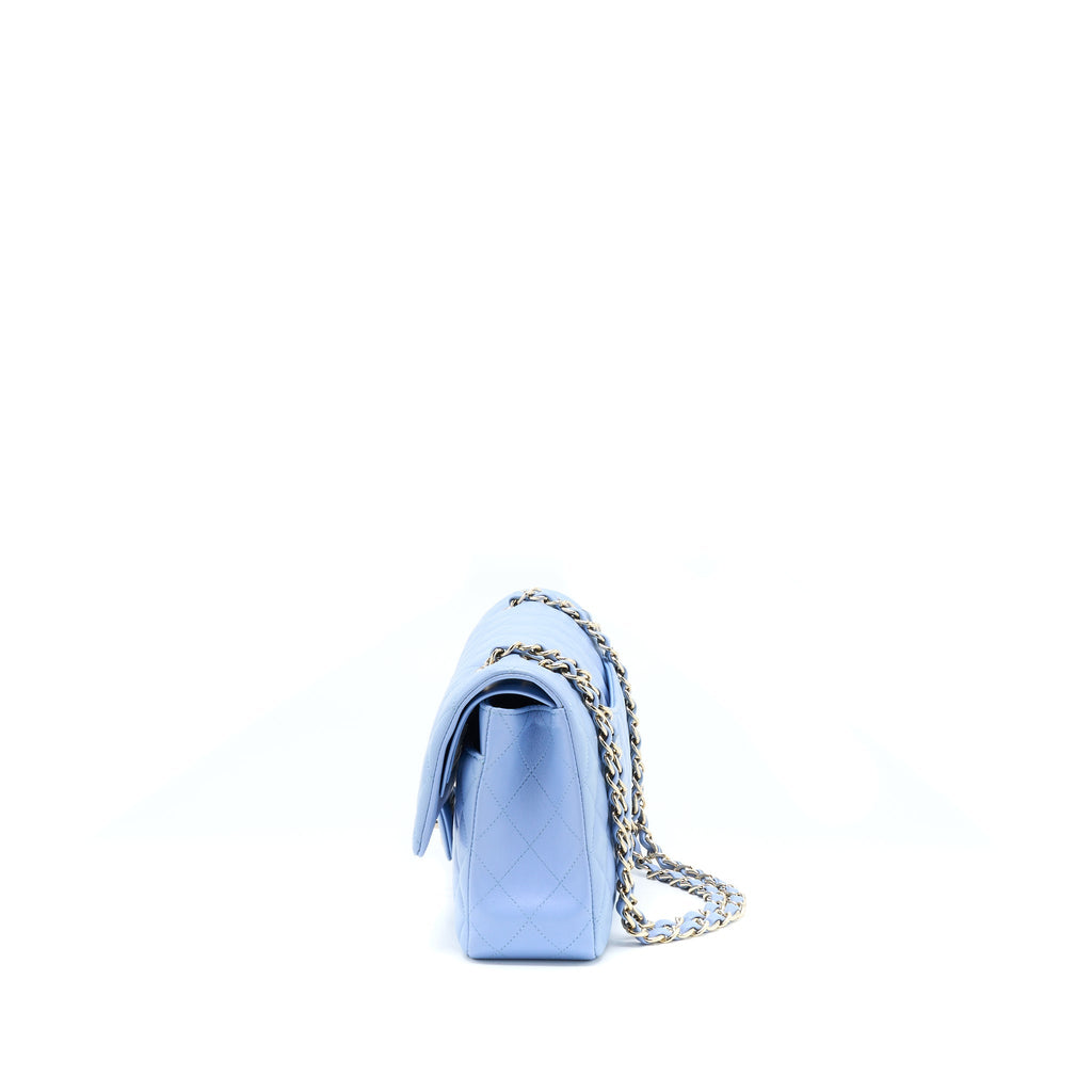 CHANEL CLASSIC FLAP BAG LAMBSKIN NA104 LIGHT BLUE LGHW